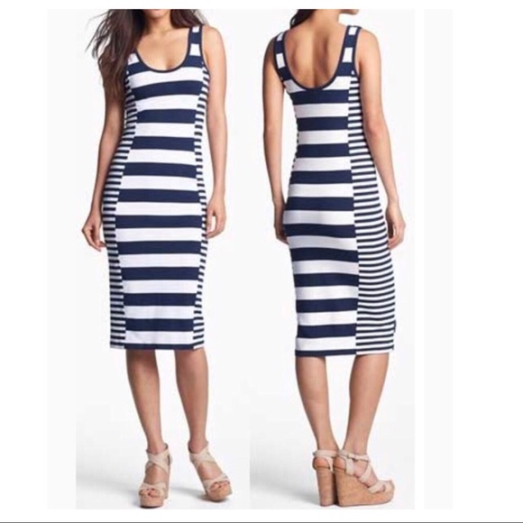French Connection Dresses & Skirts - French Connection Striped Midi Sheath Dress